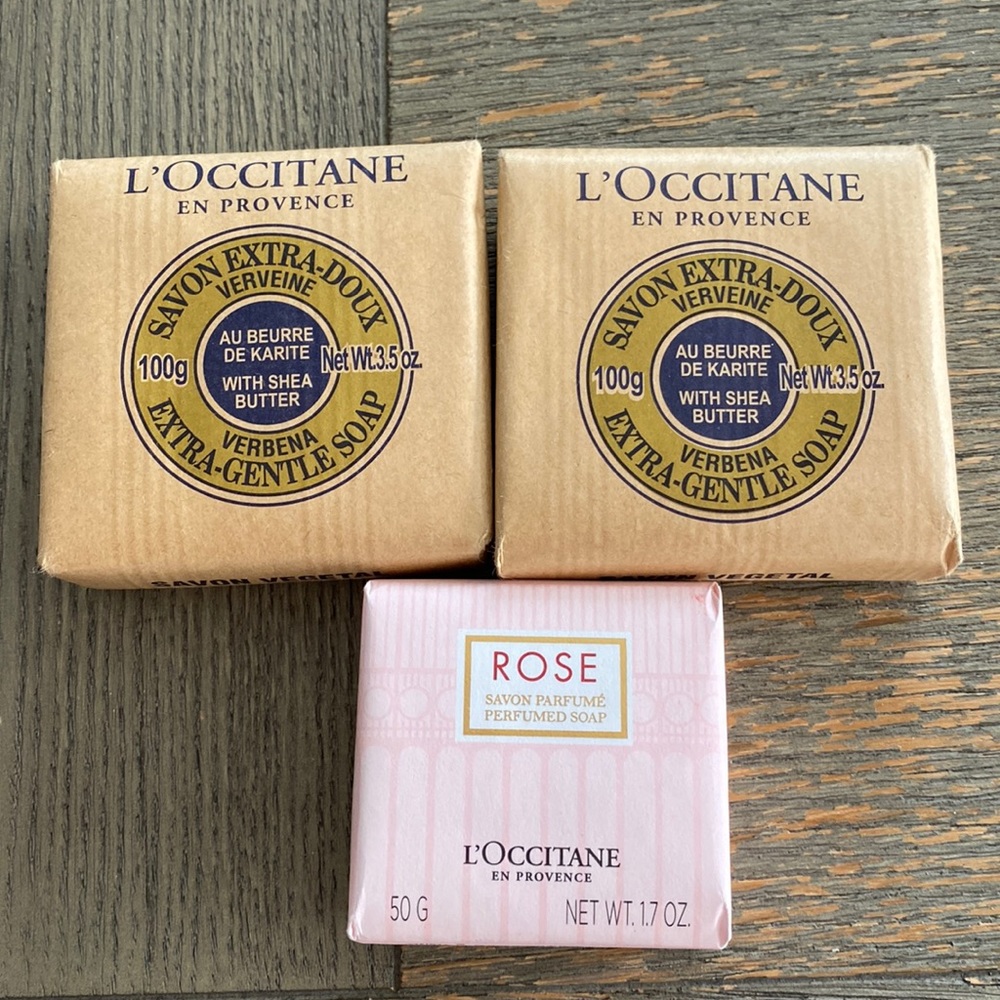 L’Occitane verbena and rose soaps